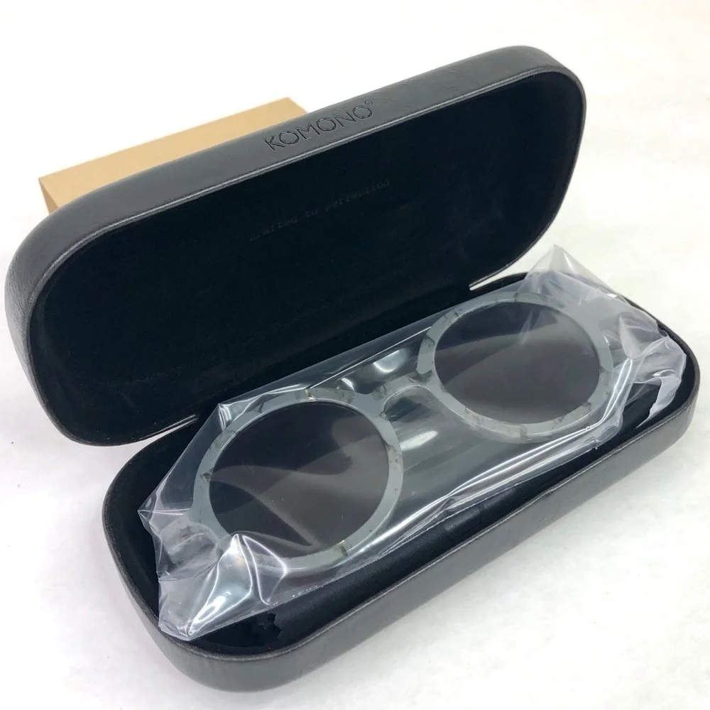 KOMONO Vivien Concrete Sunglasses NEW Grey Gray Round
